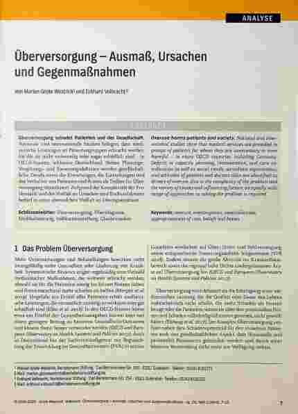 Vorschauseite 1: Überversorgung - Ausmaß, Ursachen und Gegenmaßnahmen