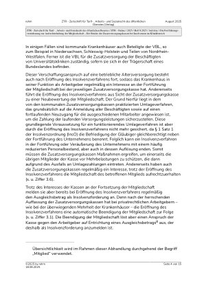 Vorschauseite 4: Die Fortführungsvereinbarung zur Aufrechterhaltung der Mitgliedschaft – Die Brücke der Zusatzversorgungskassen bei Insolvenzen im Klinikbereich