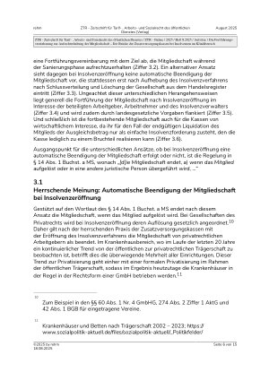 Vorschauseite 6: Die Fortführungsvereinbarung zur Aufrechterhaltung der Mitgliedschaft – Die Brücke der Zusatzversorgungskassen bei Insolvenzen im Klinikbereich