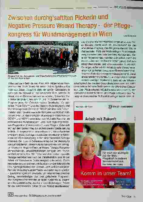 Vorschauseite 1: Zwischen durchg safteten Pickerin und Negative Pressure Wound Therapy - der Pflegekongress für Wundmanagement in Wien
