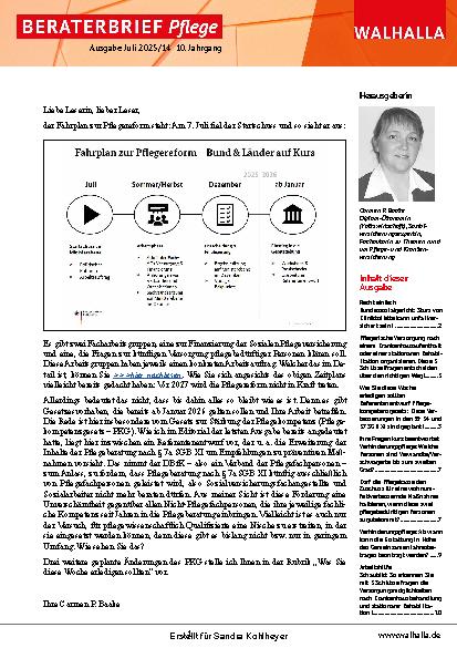 Vorschauseite 1: Beraterbrief Pflege Heft 14-2025