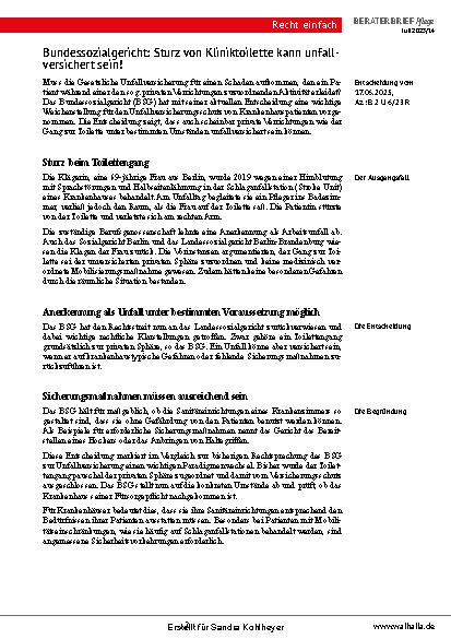 Vorschauseite 2: Beraterbrief Pflege Heft 14-2025