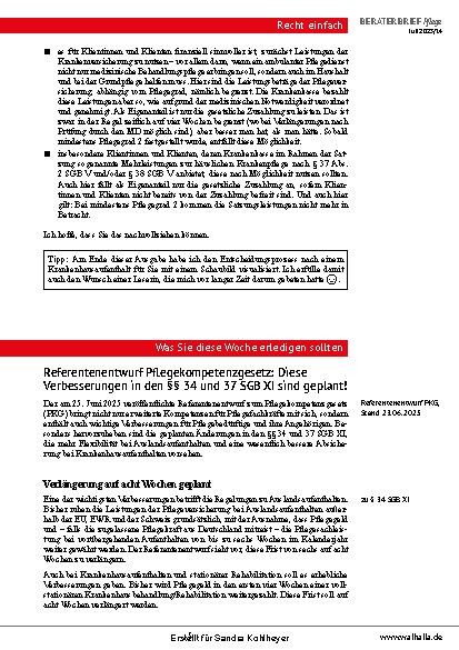 Vorschauseite 5: Beraterbrief Pflege Heft 14-2025