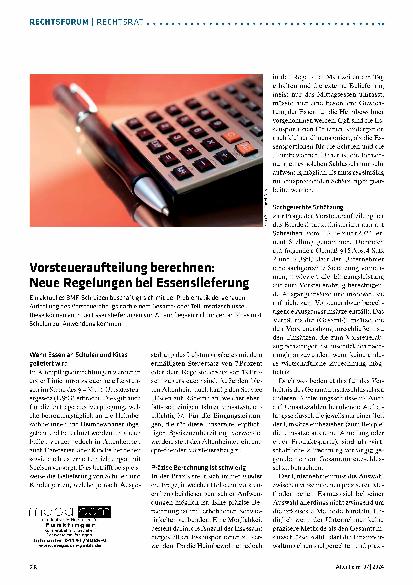 Vorschauseite 1: Vorsteueraufteilung berechnen: Neue Regelungen bei Essenslieferung