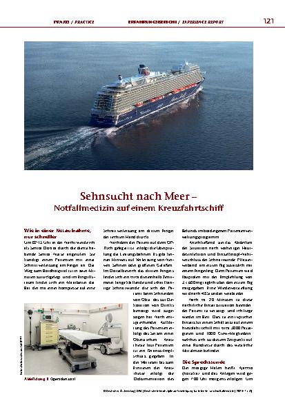 Vorschauseite 1: Sehnsucht nach Meer – Notfallmedizin auf einem Kreuzfahrtschiff