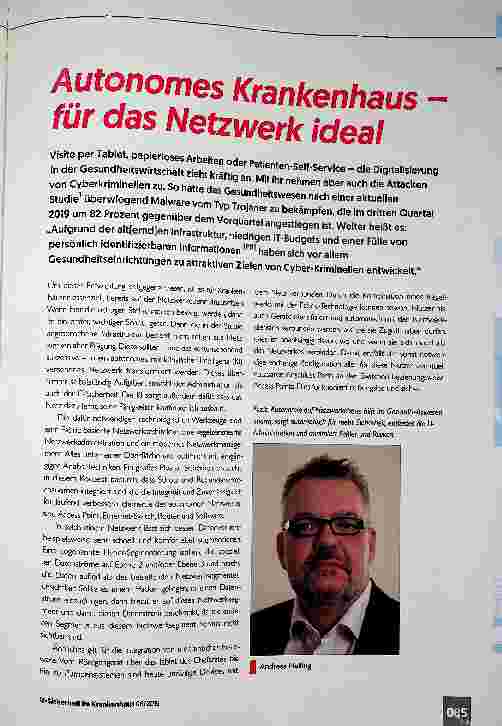 Vorschauseite 1: Autonomes Krankenhaus - für das Netzwerk ideal