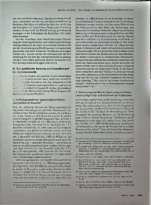 Vorschauseite 2: Verstoß gegen das Lebenszeitprinzip bei politischen Beamten