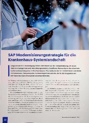 Vorschauseite 1: SAP Modernisierungsstrategi® für täte Krankenhaus-Systemlandschaft