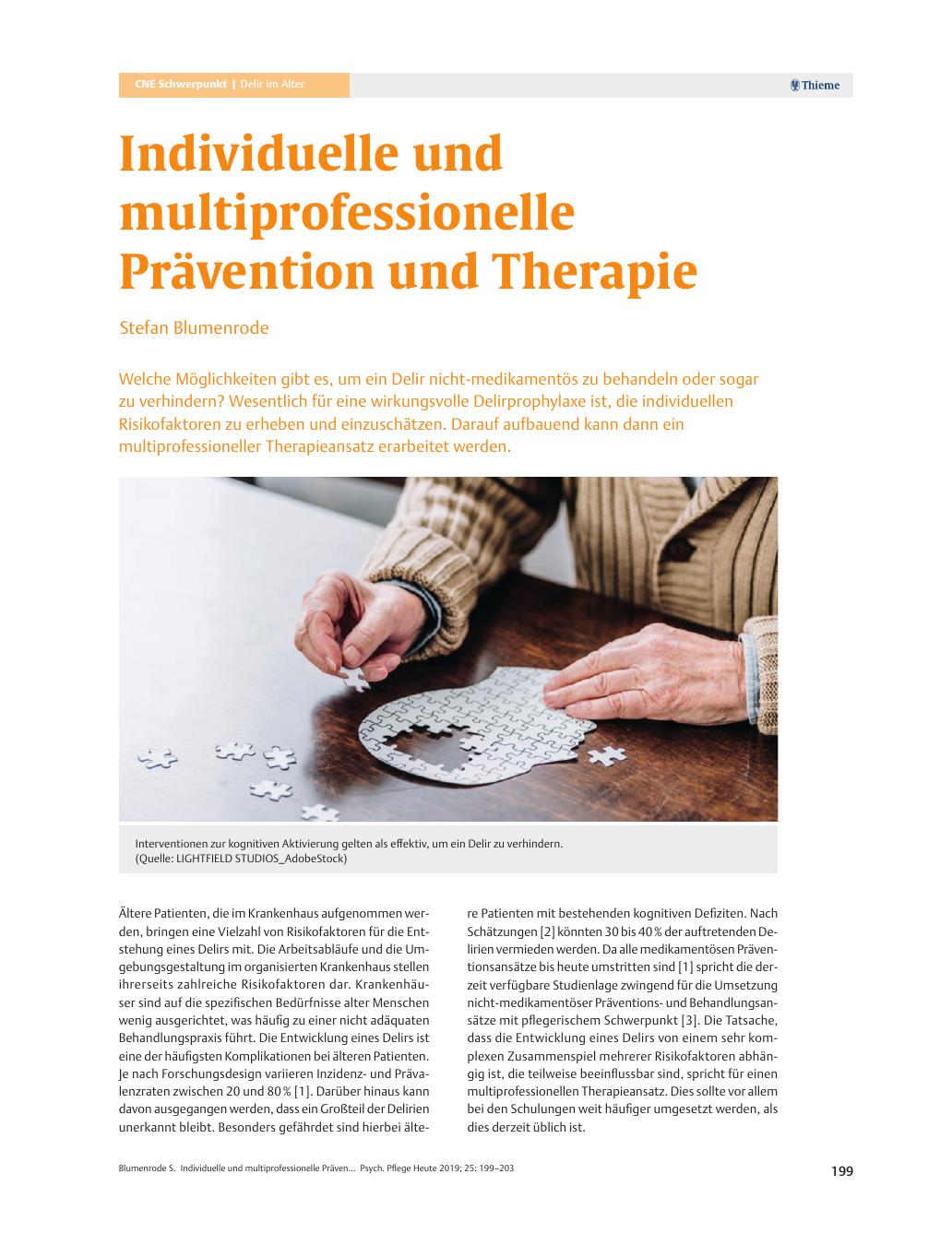 Vorschauseite 1: Individuelle und multiprofessionelle Prävention und Therapie
