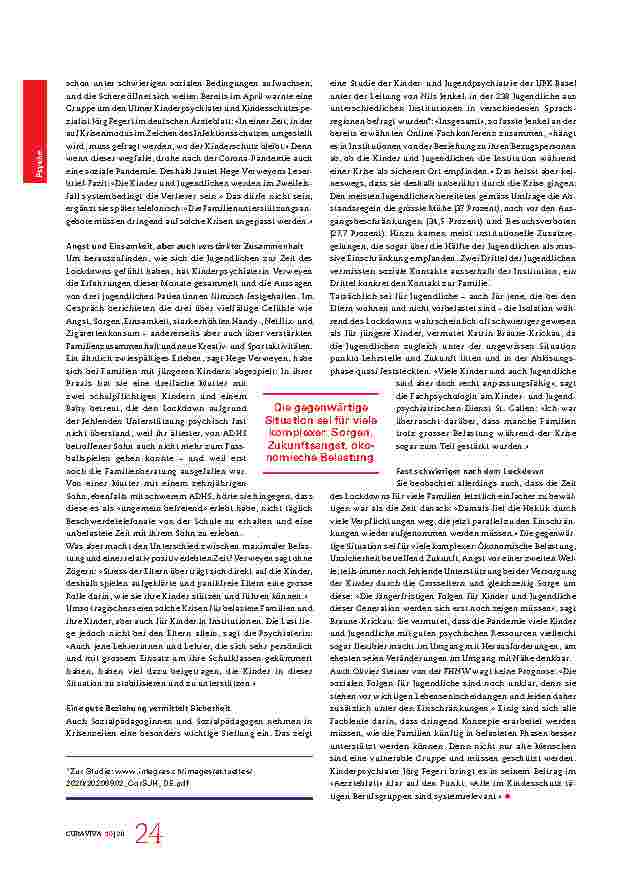 Vorschauseite 3: Die Krise zeigt: Alle Berufe rund um den Kinderschutz sind systemrelevant. Die vorbelasteten Kinder und Jugendlichen benachteiligt die Corona-Zeit zusätzlich.