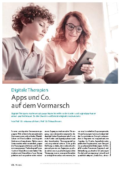 Vorschauseite 1: Digitale Therapie-Apps und Co. auf dem Vormarsch