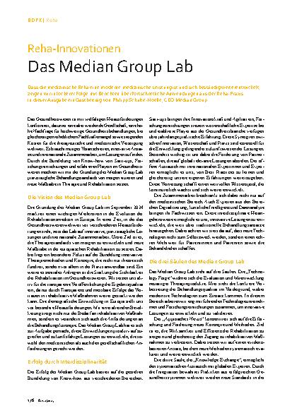 Vorschauseite 1: Reha-Innovationen Das Median Group Lab