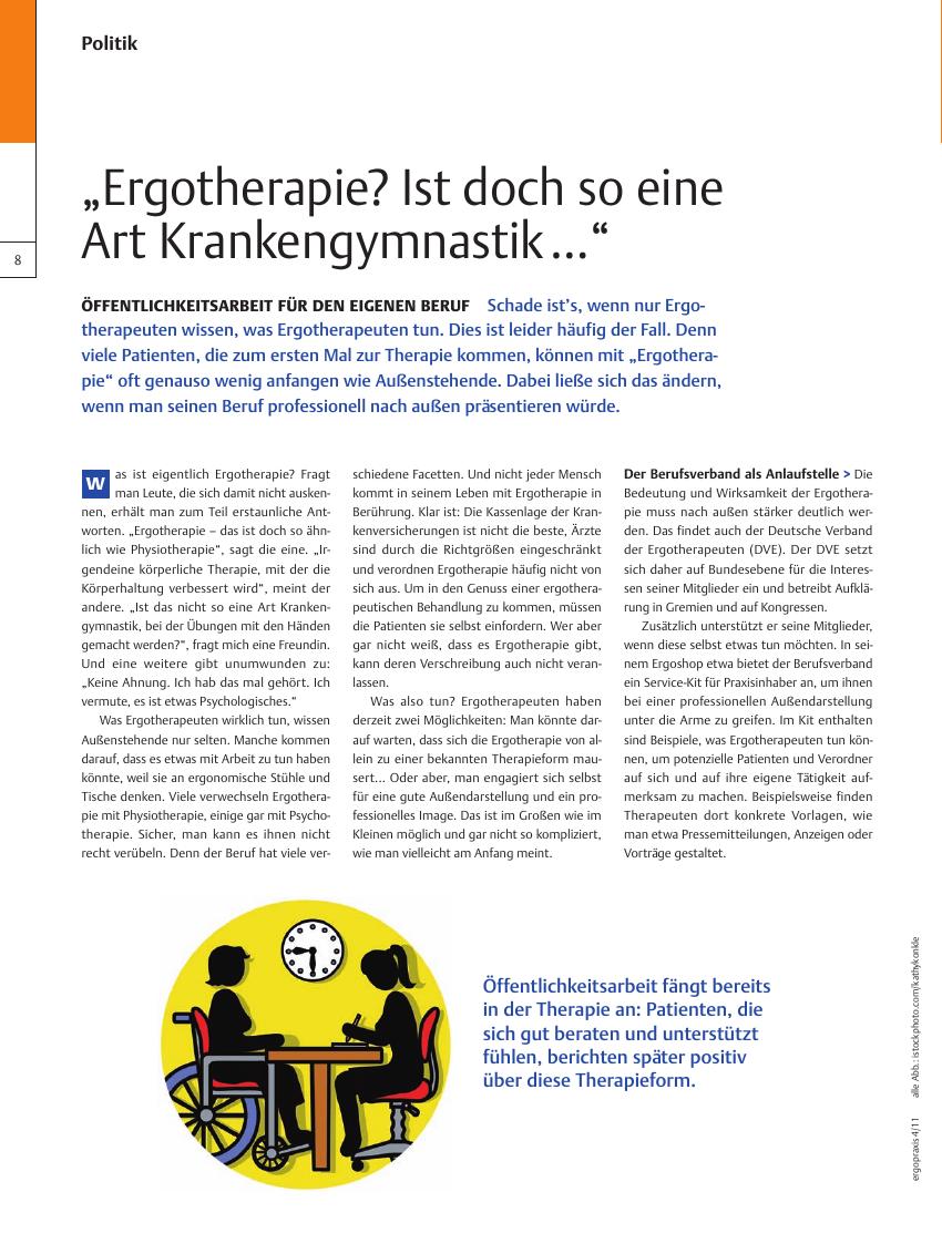 Vorschauseite 1: Öffentlichkeitsarbeit für den eigenen Beruf ? ?Ergotherapie? Ist doch so eine Art Krankengymnastik ??