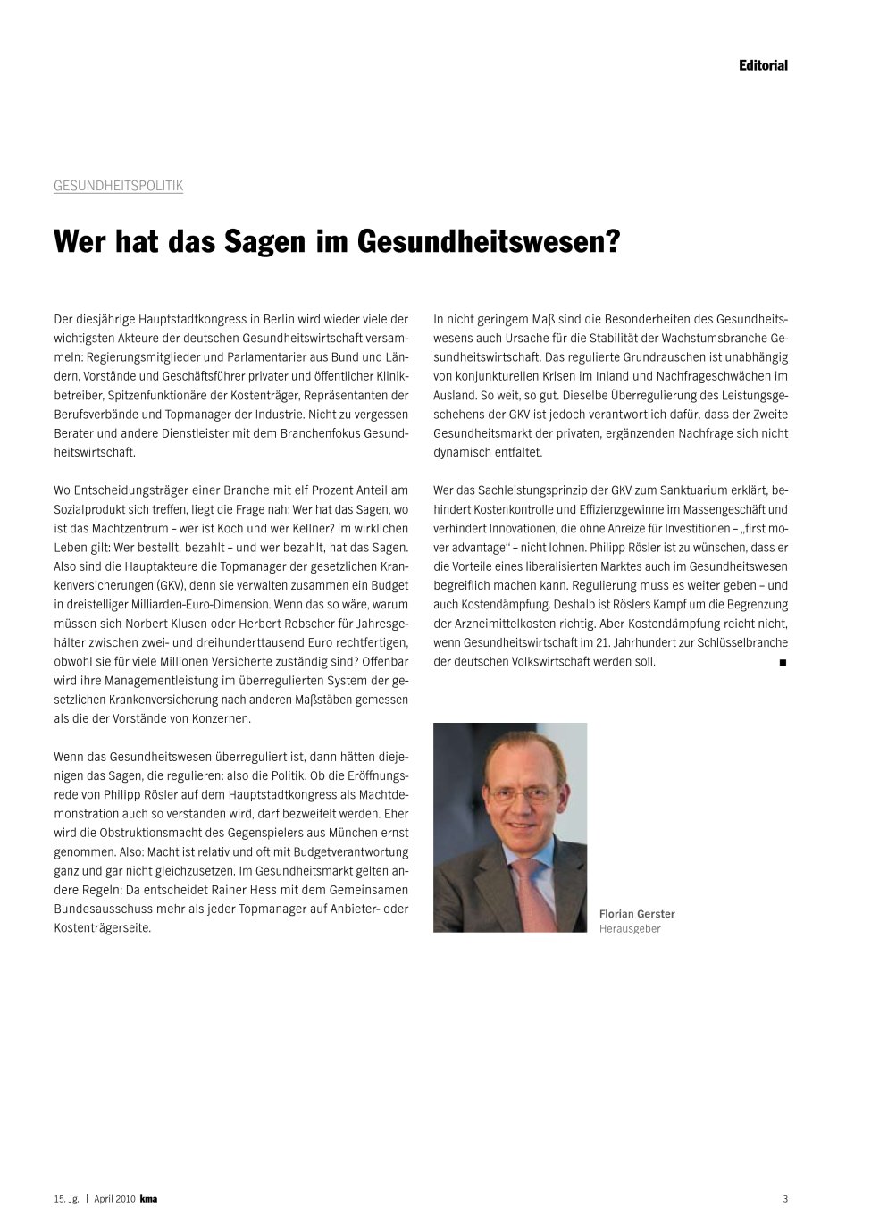 Vorschauseite 1: Wer hat das Sagen im Gesundheitswesen?