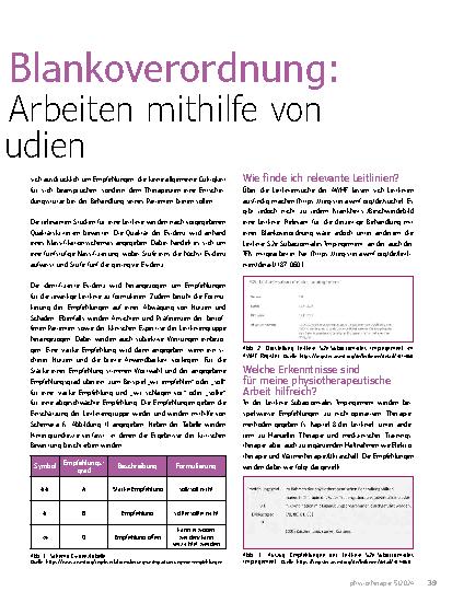 Vorschauseite 2: Therapieplanung in der Blankoverordnung: Evidenzbasiertes Arbeiten mithilfe von Leitlinien und Studien