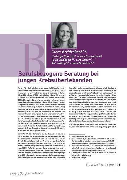 Vorschauseite 1: Berufsbezogene Beratung bei jungen Krebsüberlebenden