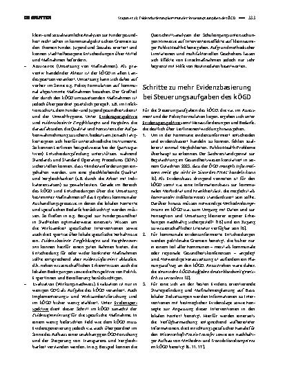Vorschauseite 3: Evidenzbasierung kommunaler Steuerungsaufgaben des ÖGD: Evidenzinformiert entscheiden und evidenzbasiert handeln