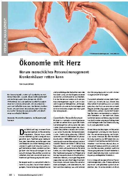 Vorschauseite 1: Ökonomie mit Herz Warum menschliches Personalmanagement Krankenhäuser retten kann