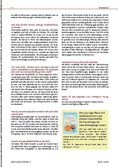 Vorschauseite 4: „In der Lebensmitte ist ein Neuanfang immer häufiger eine Option.“