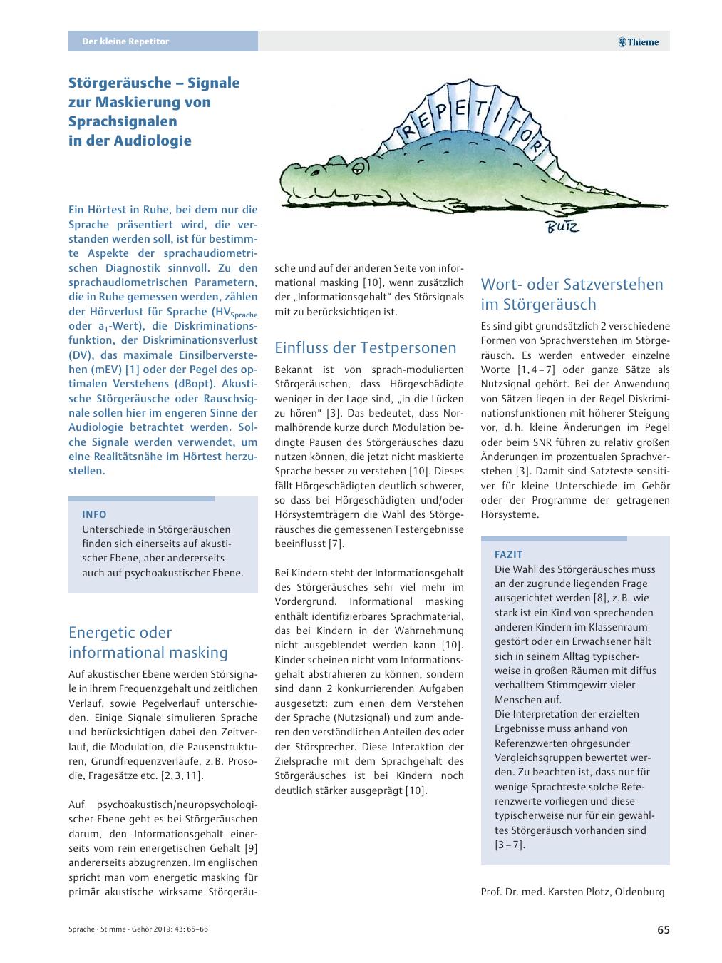 Vorschauseite 1: Störgeräusche ? Signale zur Maskierung von Sprachsignalen in der Audiologie