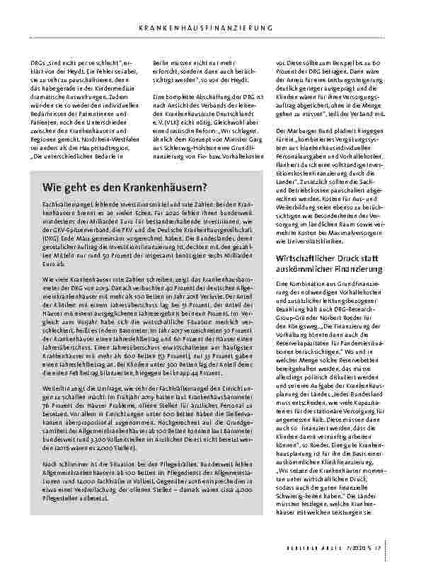 Vorschauseite 6: Krankenhausfinanzierung in der Krise