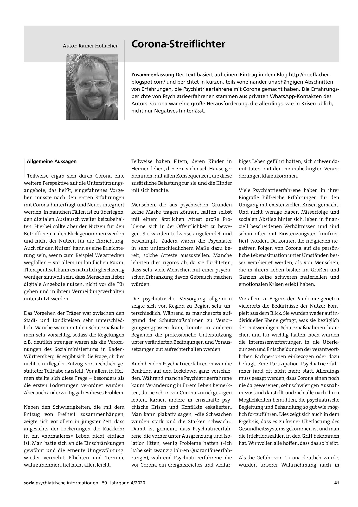 Vorschauseite 1: Corona-Streiflichter