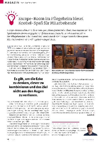 Vorschauseite 1: Escape-Room im Pflegeheim bietet Knobelspaß für Mitarbeitende