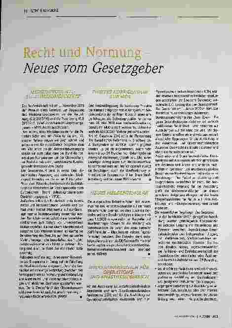 Vorschauseite 1: Recht und Normung - Neues vom Gesetzgeber