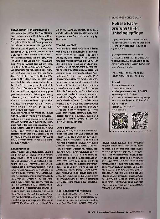 Vorschauseite 2: Höhere Fachprüfung: Begegnung mit einer Pflegefachfrau auf dem Weg zum eidgenössischen Diplom „Ich profitiere tagtäglich davon“