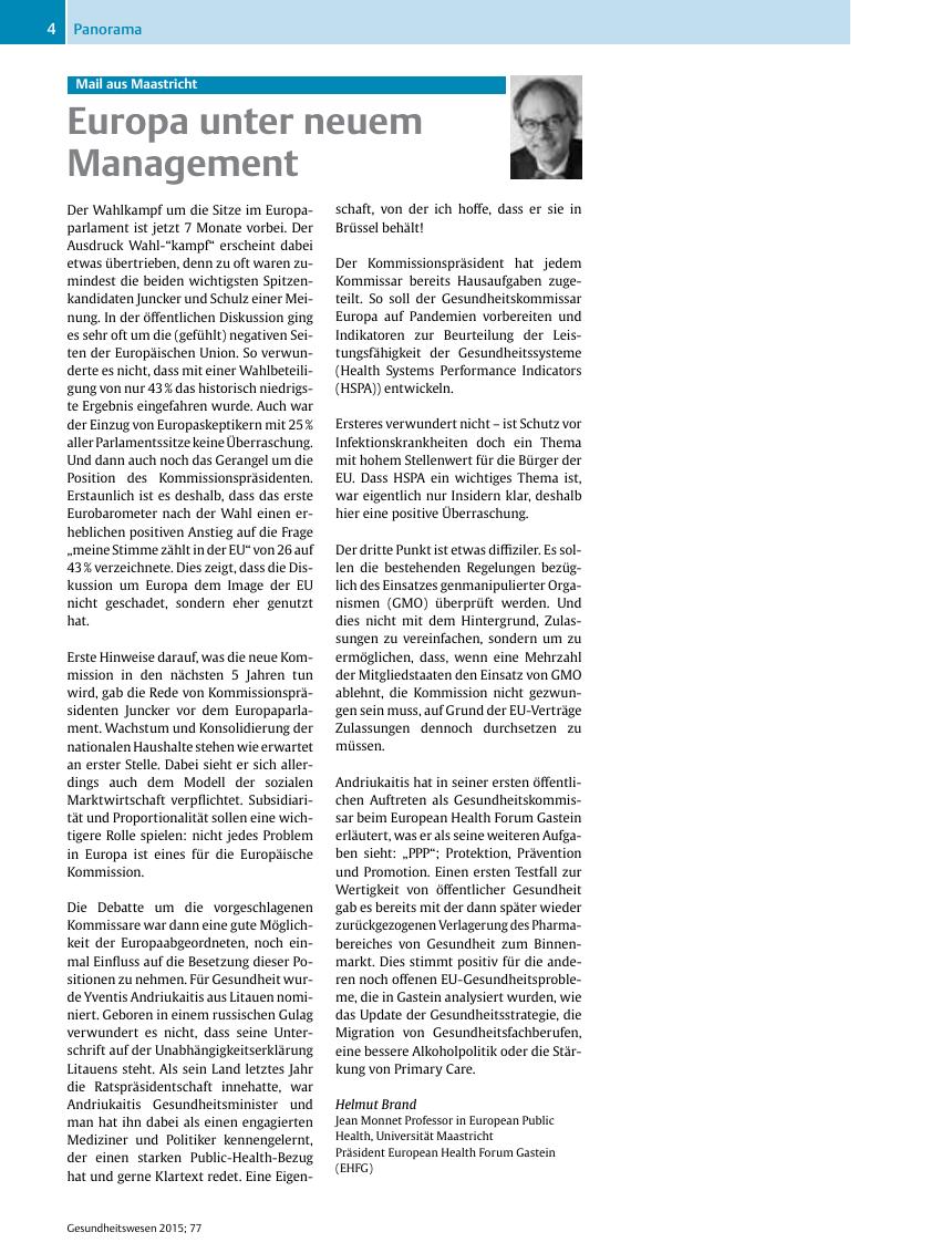 Vorschauseite 1: Europa unter neuem Management