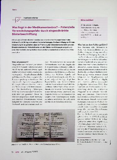 Vorschauseite 1: Was liegt in der Medikamentenbox? - Potenzielle Verwechslungsgefahr durch eingeschränkte Blisterbeschriftung
