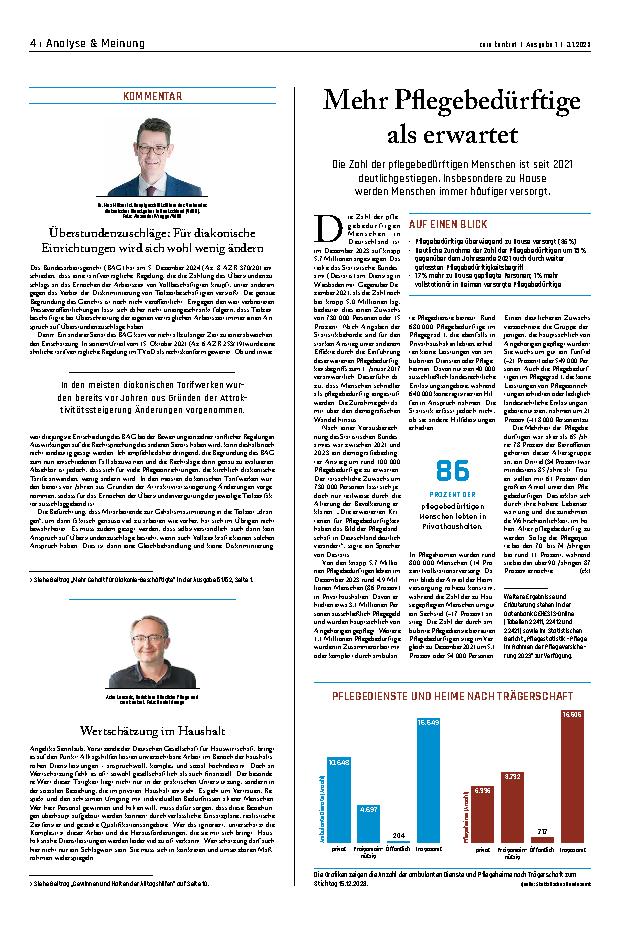 Vorschauseite 1: Mehr Pflegebedürftige als erwartet
