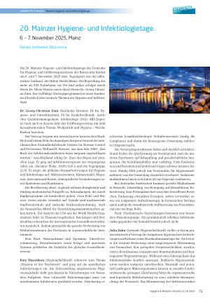 Vorschauseite 1: 20. Mainzer Hygieneund Infektiologietage 6. – 7. November 2025, Mainz