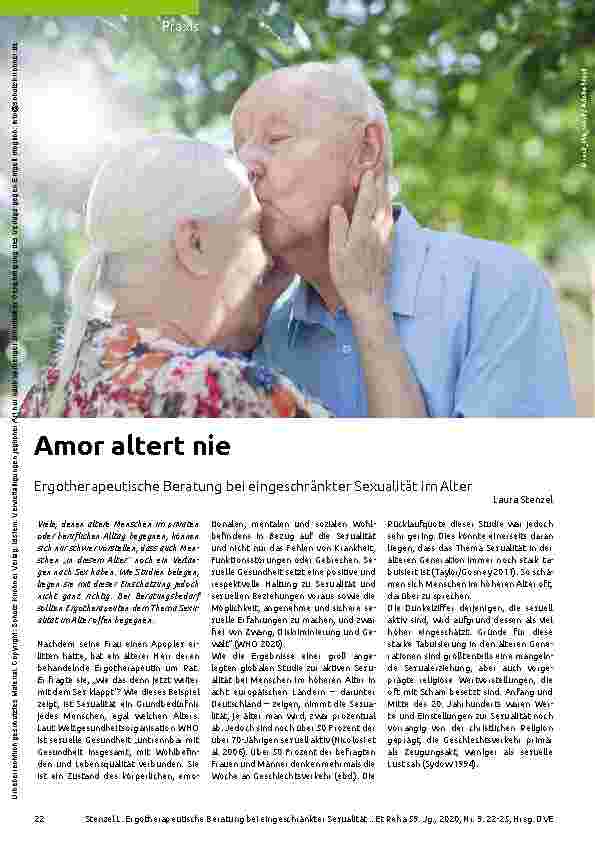 Vorschauseite 1: Amor altert nie. Ergotherapeutische Beratung bei eingeschränkter Sexualität im Alter.