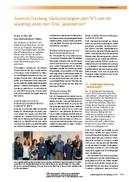 Vorschauseite 1: Zweimal Duisburg: Veranstaltungen zum DFS und der Wundtag unter dem Titel „WundeRzeit“