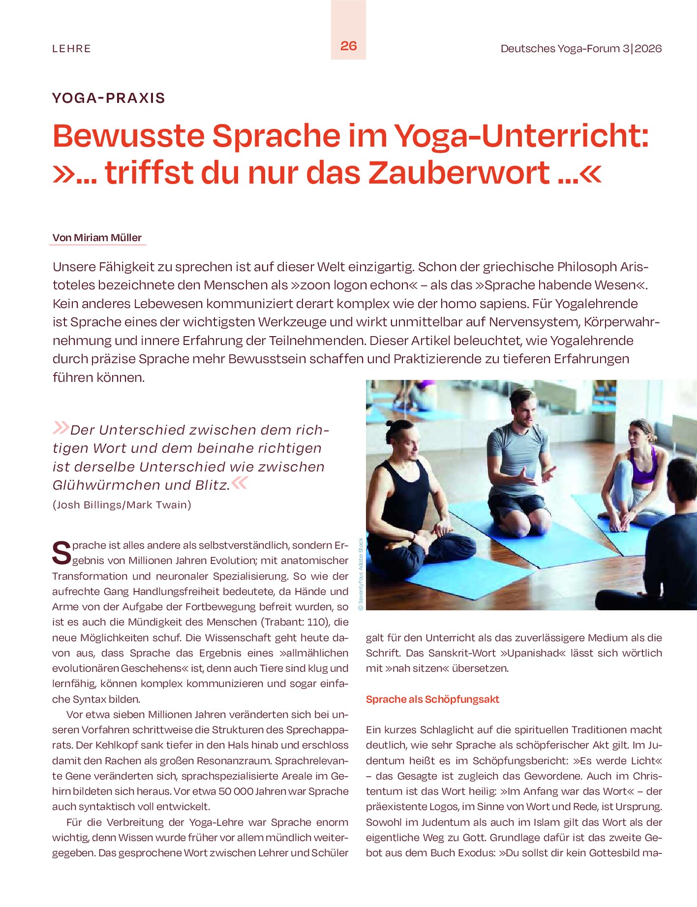 Vorschauseite 1: Bewusste Sprache im Yoga-Unterricht: »… triffst du nur das Zauberwort …«