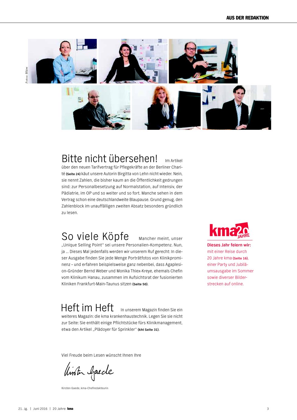 Vorschauseite 1: Aus der Redaktion