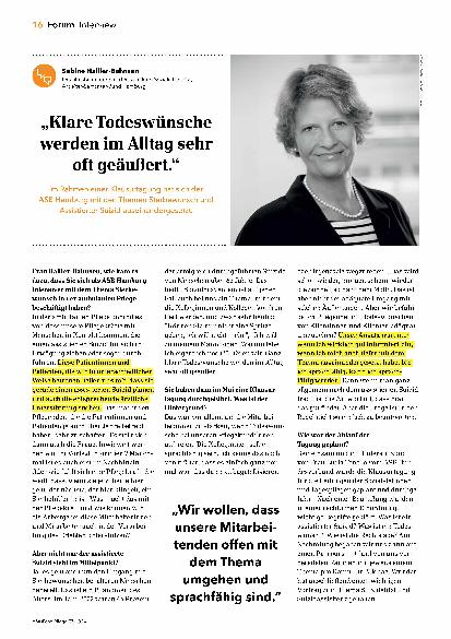 Vorschauseite 1: "Klare Todeswünsche werden im Alltag sehr oft geäußert."