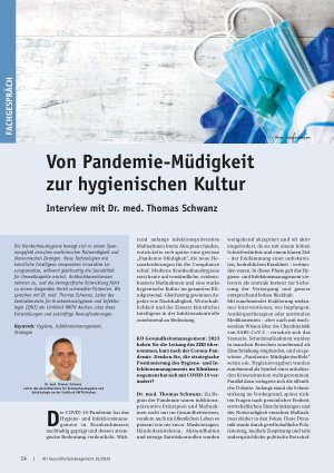 Vorschauseite 1: Von Pandemie-Müdigkeit zur hygienischen Kultur