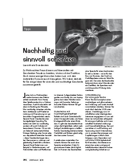 Vorschauseite 1: Nachhaltig und sinnvoll schenken