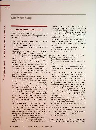 Vorschauseite 1: Gesetzgebung Parlamentarische Vorstösse