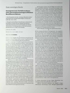 Vorschauseite 1: Zum sonstigen Recht Unangemessene Verfahrensdauer eines personalvertretungsrechtlichen Beschlussverfahrens