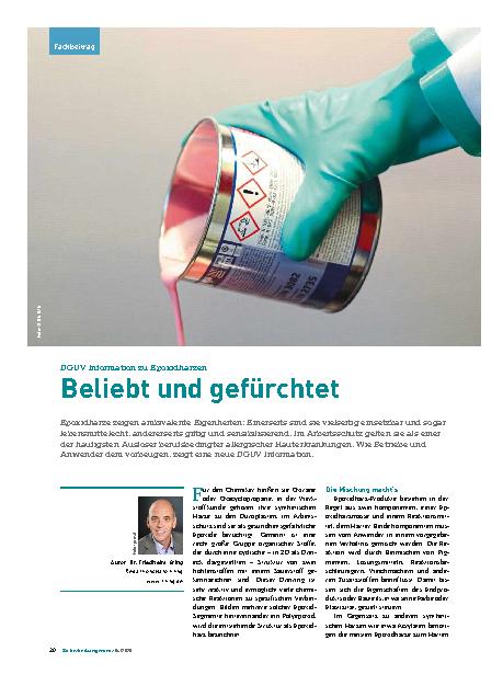 Vorschauseite 1: DGUV Information zu Epoxidharzen Beliebt und gefürchtet