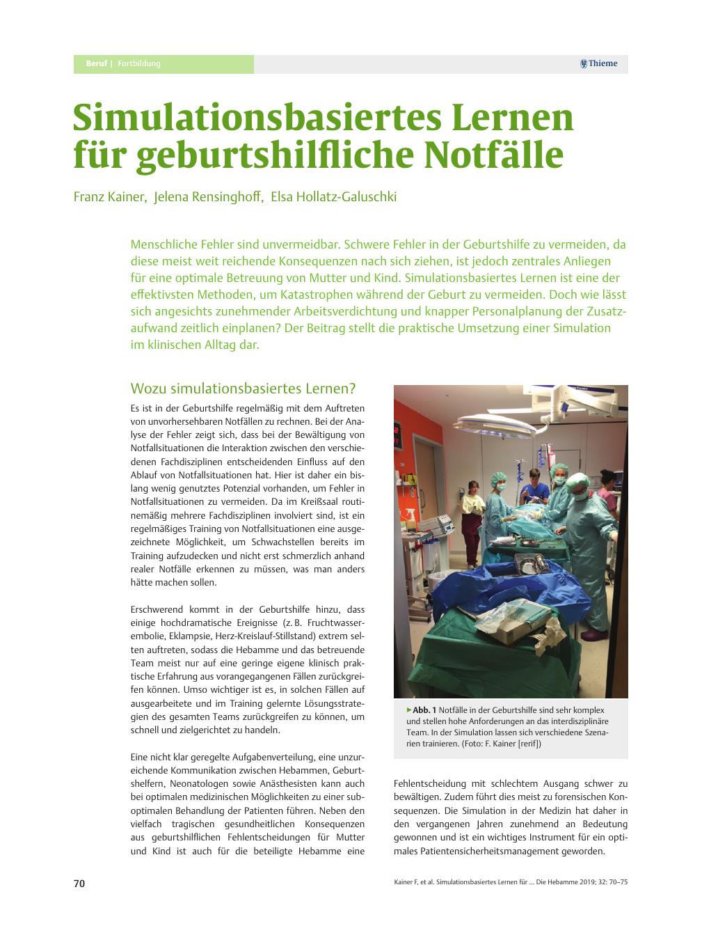 Vorschauseite 1: Simulationsbasiertes Lernen für geburtshilfliche Notfälle