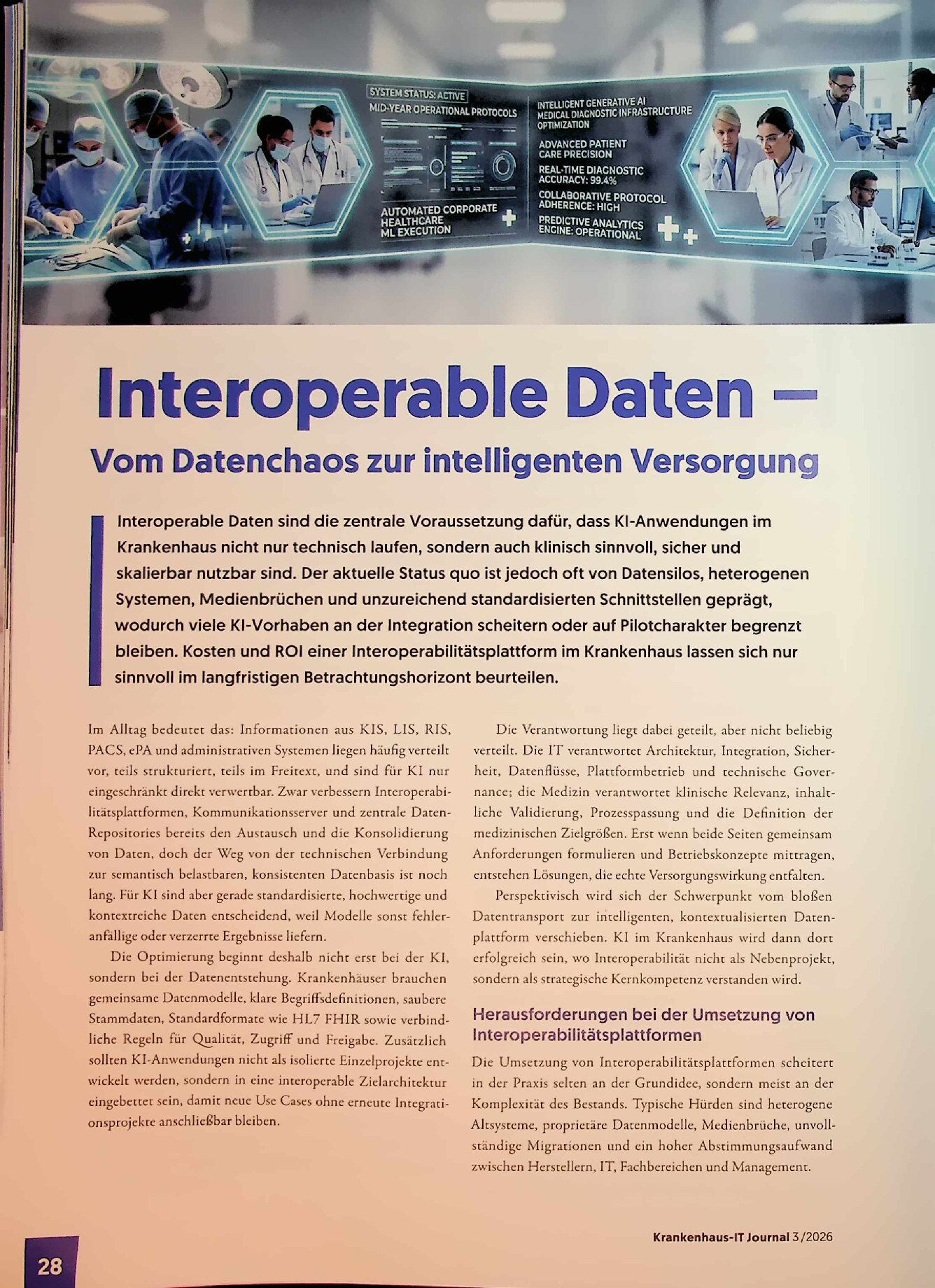 Vorschauseite 1: Interoperable Daten – Vom Datenchaos zur intelligenten Versorgung