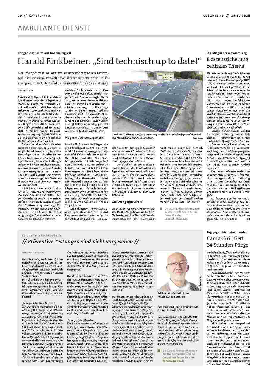 Vorschauseite 1: Harald Finkbeiner: „Sind technisch up to date!“