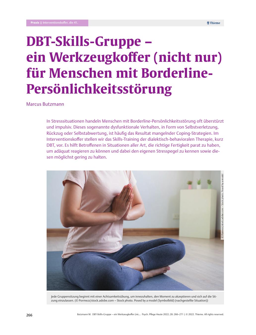 Vorschauseite 1: DBT-Skills-Gruppe – ein Werkzeugkoffer (nicht nur) für Menschen mit Borderline-Persönlichkeitsstörung