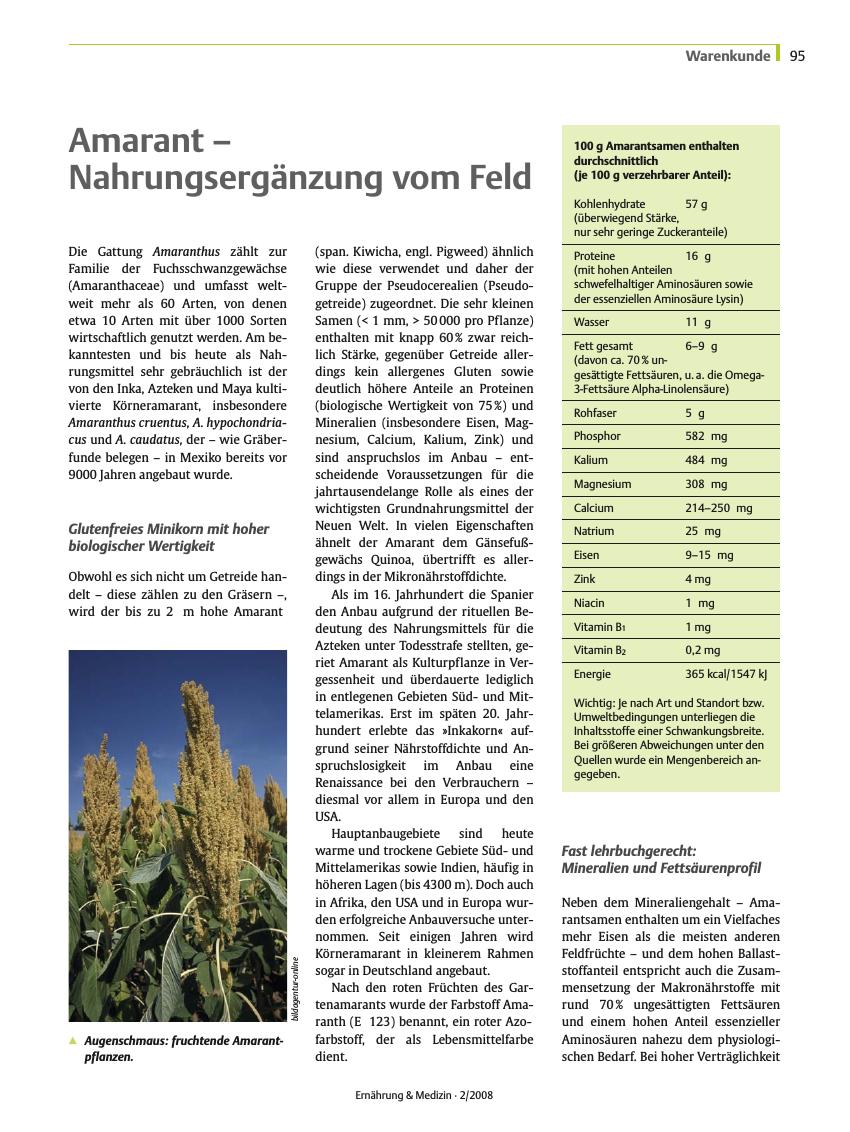 Vorschauseite 1: Amarant – Nahrungsergänzung vom Feld