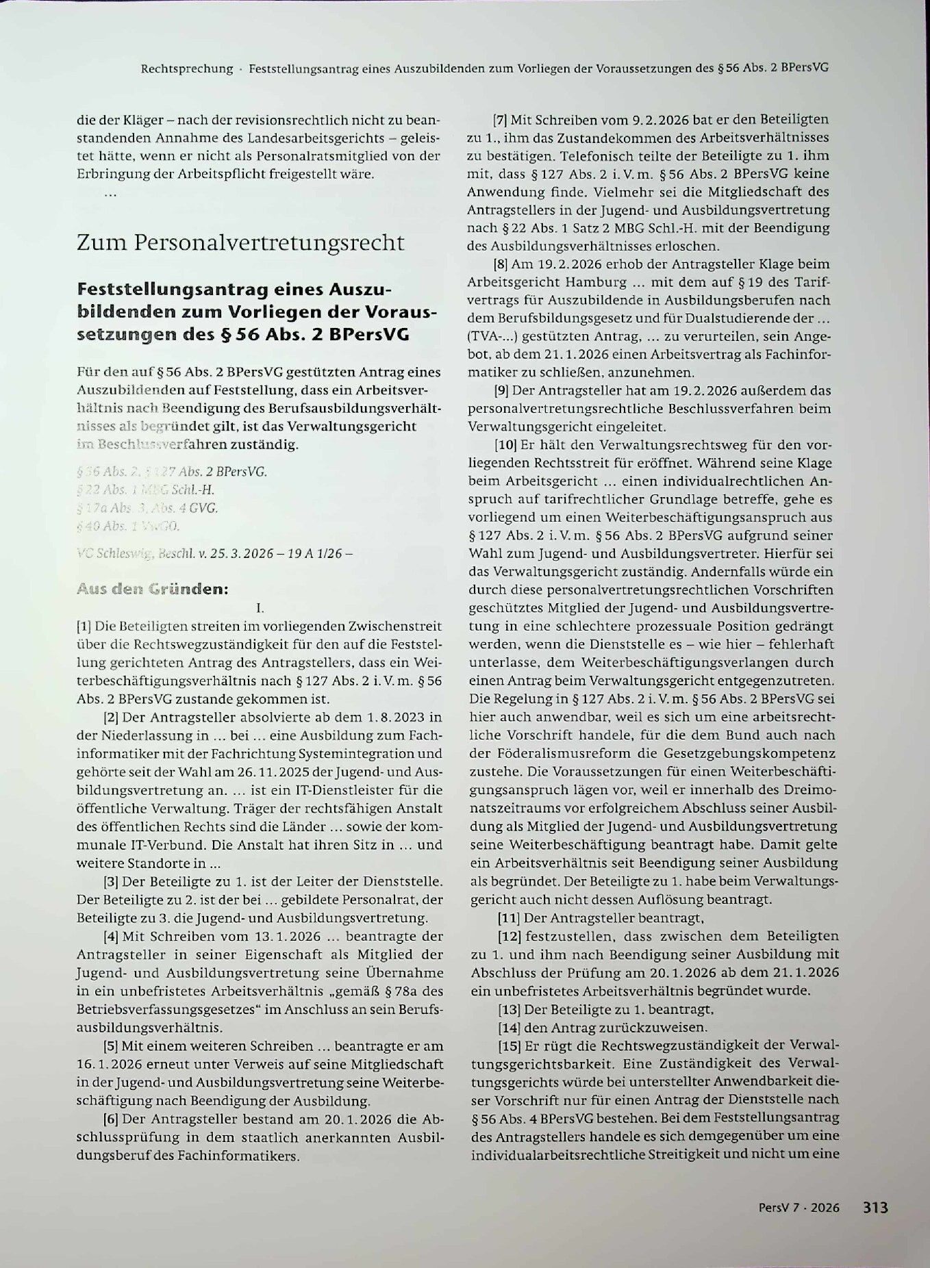 Vorschauseite 1: Feststellungsantrag eines Auszubildenden zum Vorliegen der Voraussetzungen des § 56 Abs. 2 BPersVG