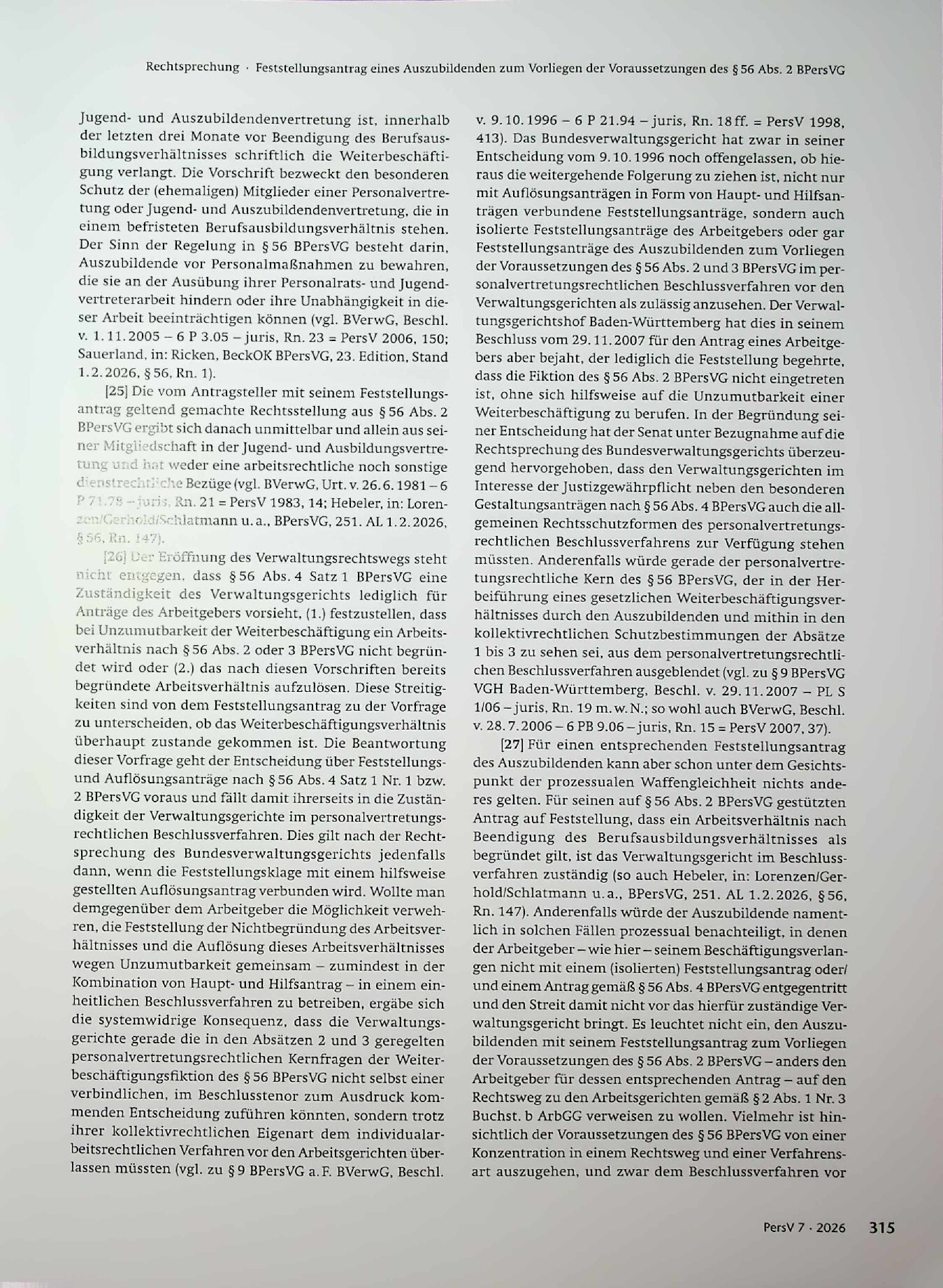 Vorschauseite 3: Feststellungsantrag eines Auszubildenden zum Vorliegen der Voraussetzungen des § 56 Abs. 2 BPersVG